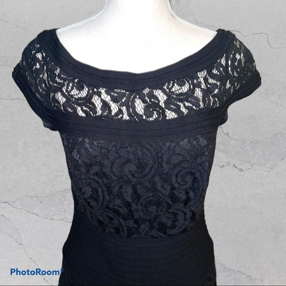 Tadashi Shoji Black Lace Sheath Cocktail Dress - Picture 4 of 8